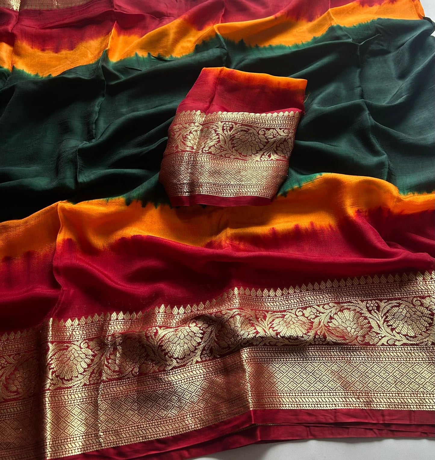 Beautiful mix cotton tie dye saree with multi colors