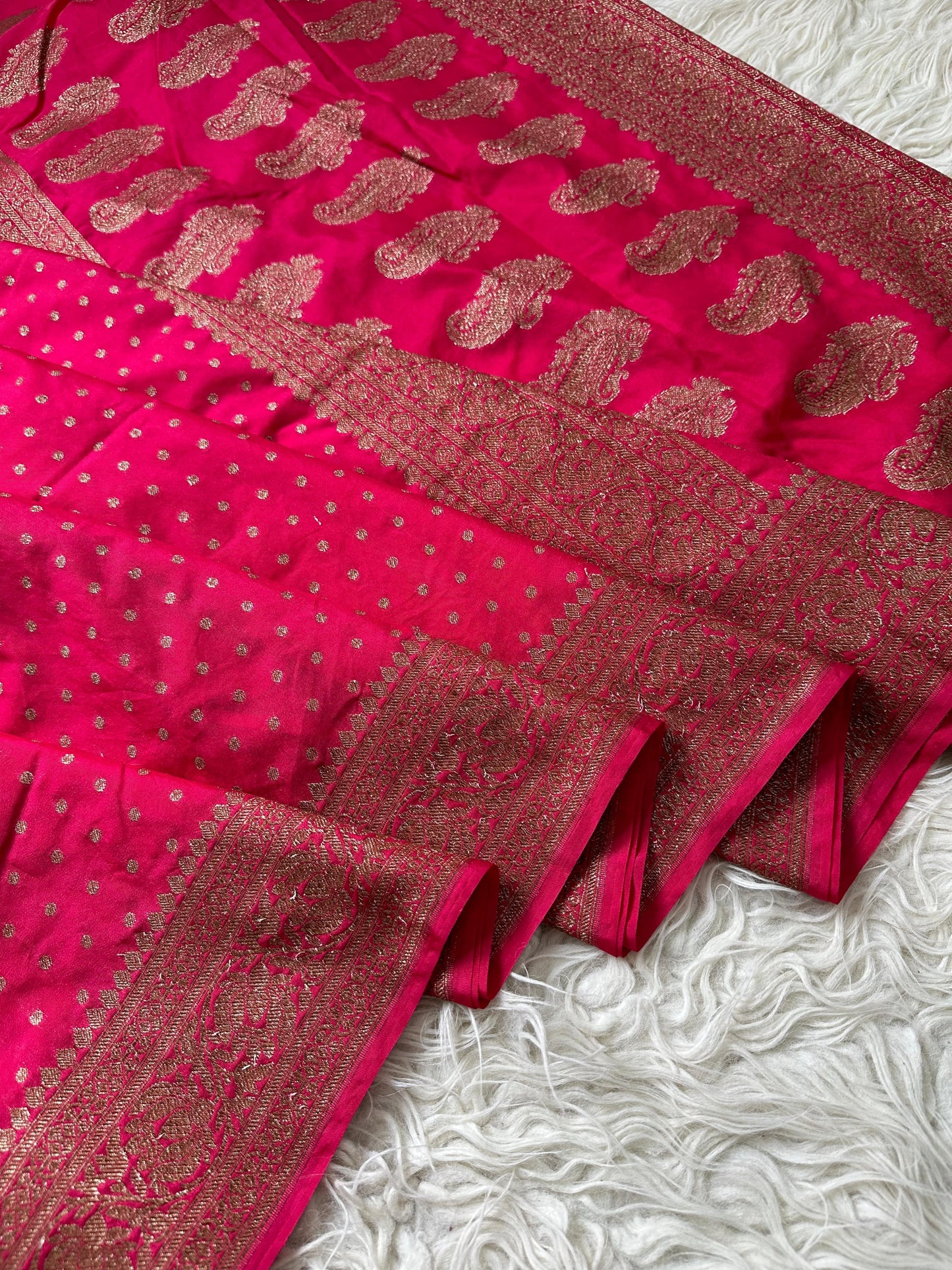 Beautiful semi banarasi saree with antique weaves and small buttas
