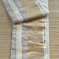 Pure handwoven linen saree with zari borders