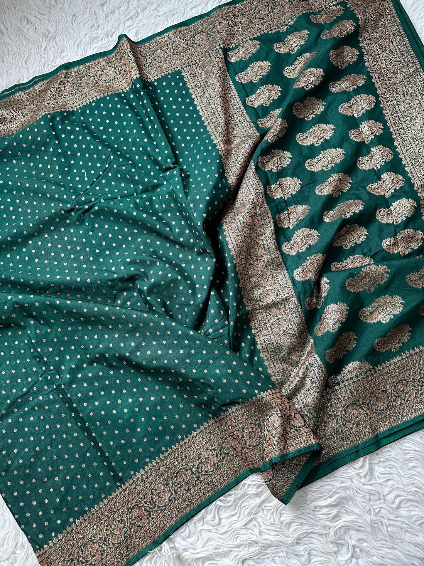 Beautiful semi banarasi saree with antique weaves and small buttas