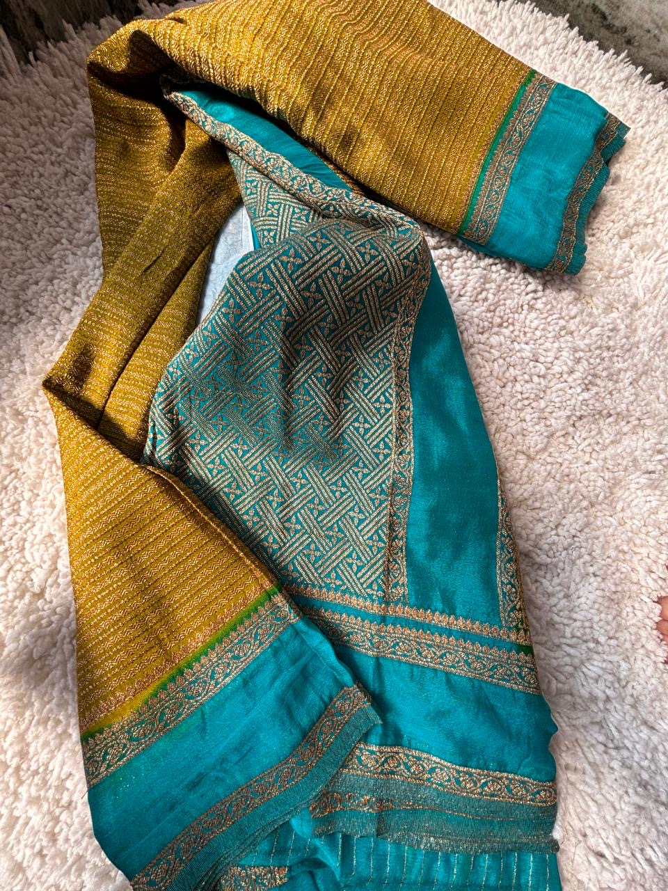 Beautiful khaddi georgette saree with intricate weavings!