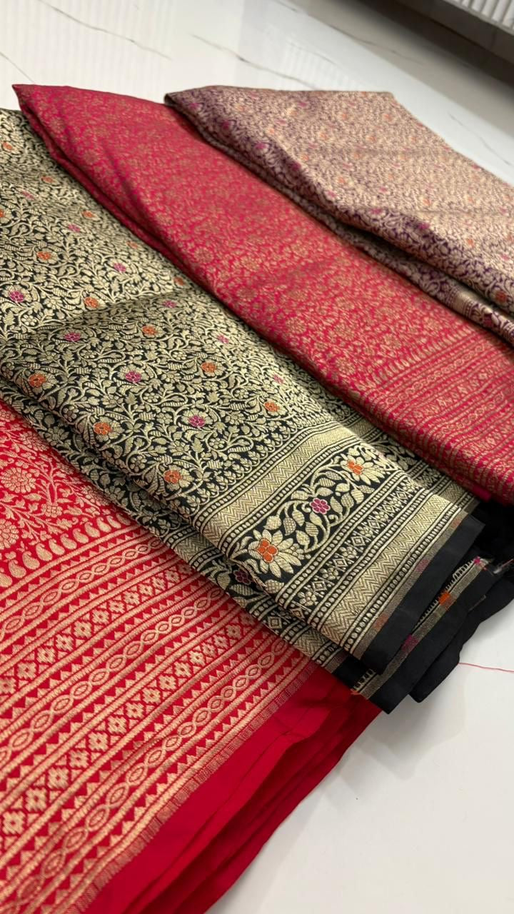 Beautiful heavy brocade katan silk sarees!