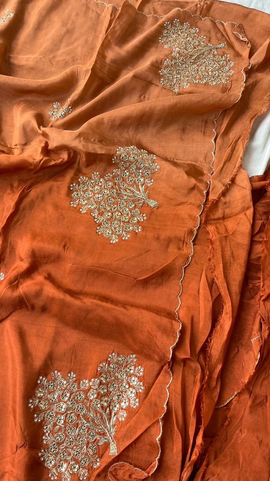 Pure munga silk ombré shaded saree with zardosi work