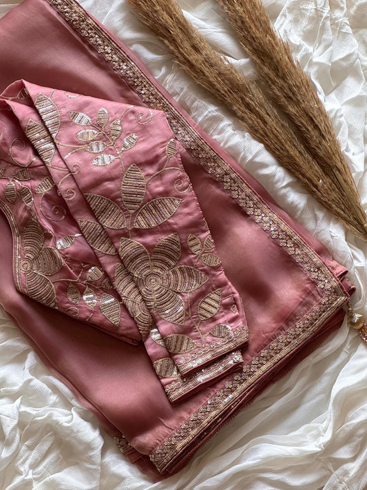 Soft Tissue silk with sequins work