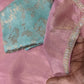 Pure tissue silk saree with handwork cutdana border and Banarasi weaving blouse