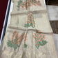 Soft off white muga cotton saree with floral weavings