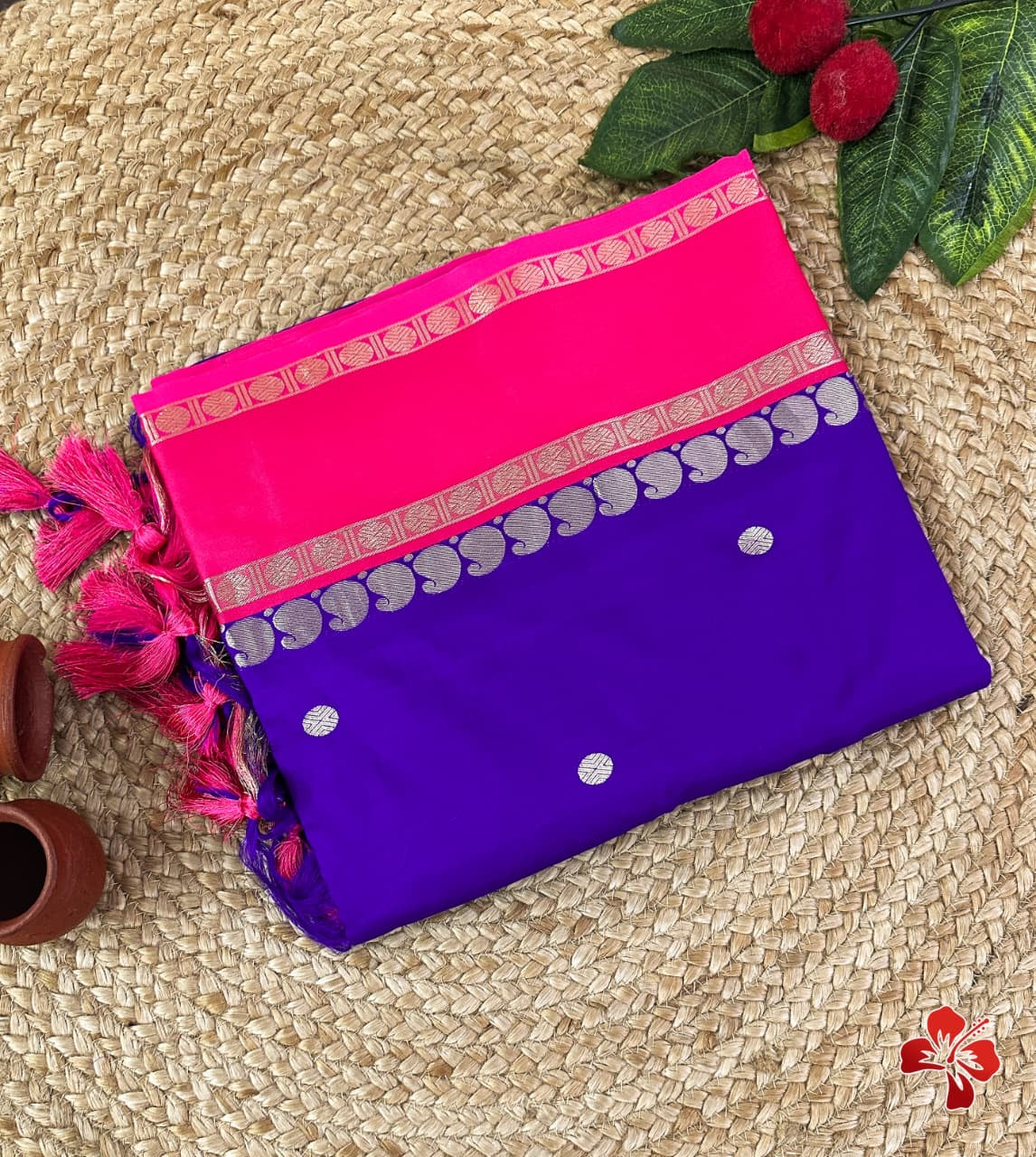 Gorgeous premium semi silk saree with mango woven contrast border