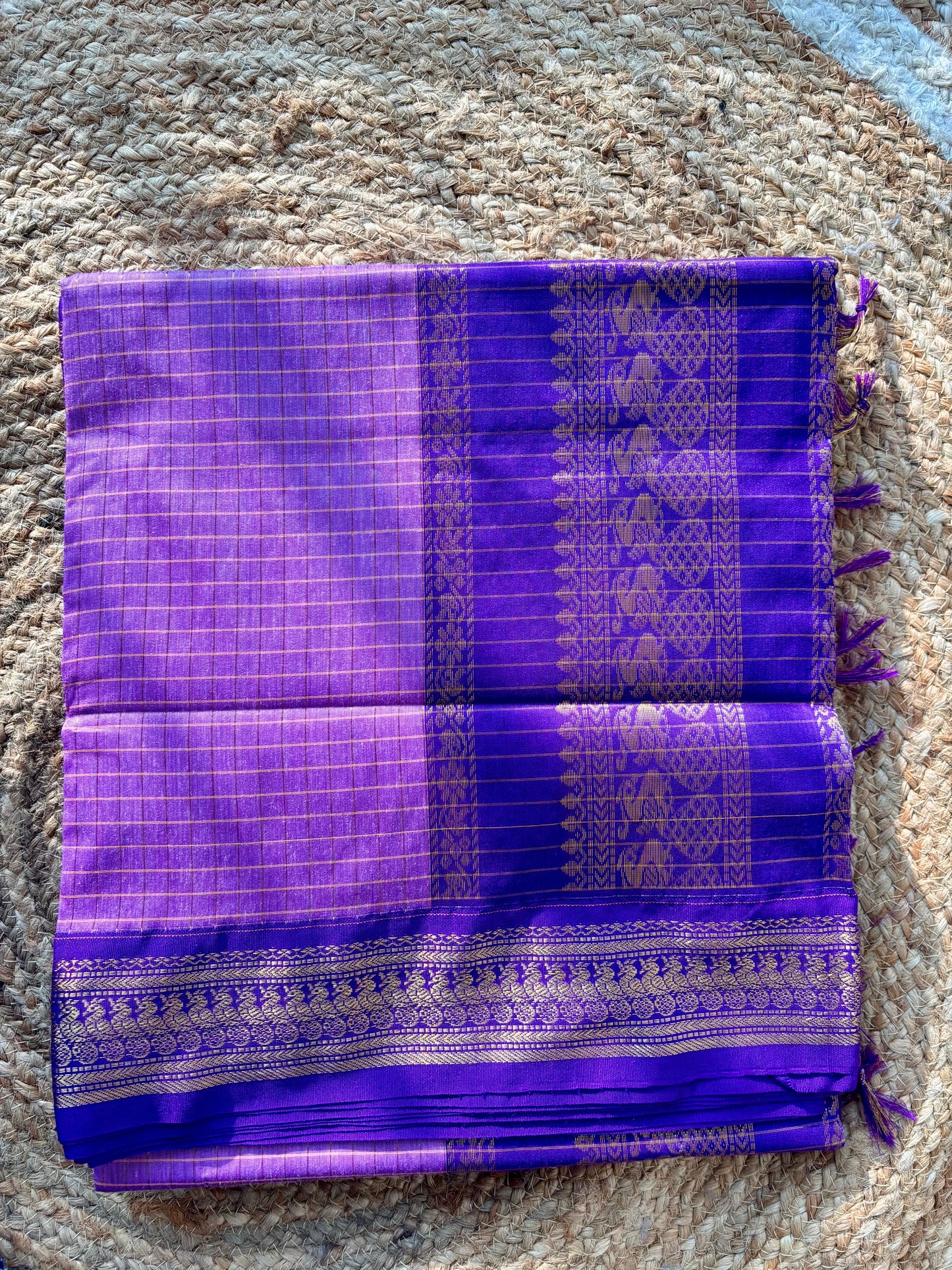 Premium silk cotton sarees with zari checks and contrast border