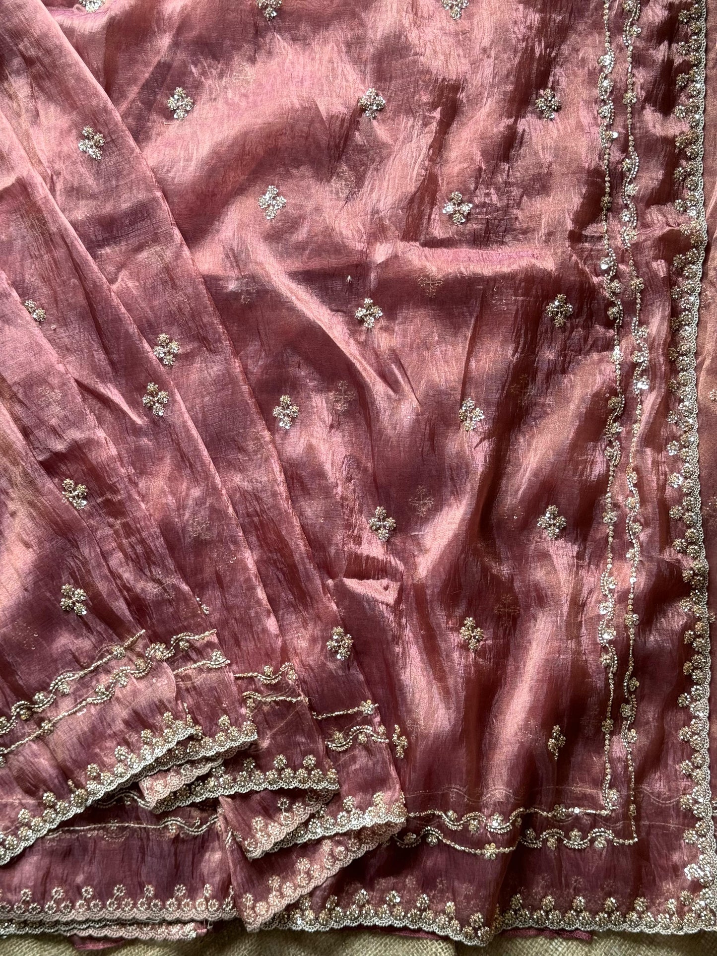 Pure crush tissue silk with handwork