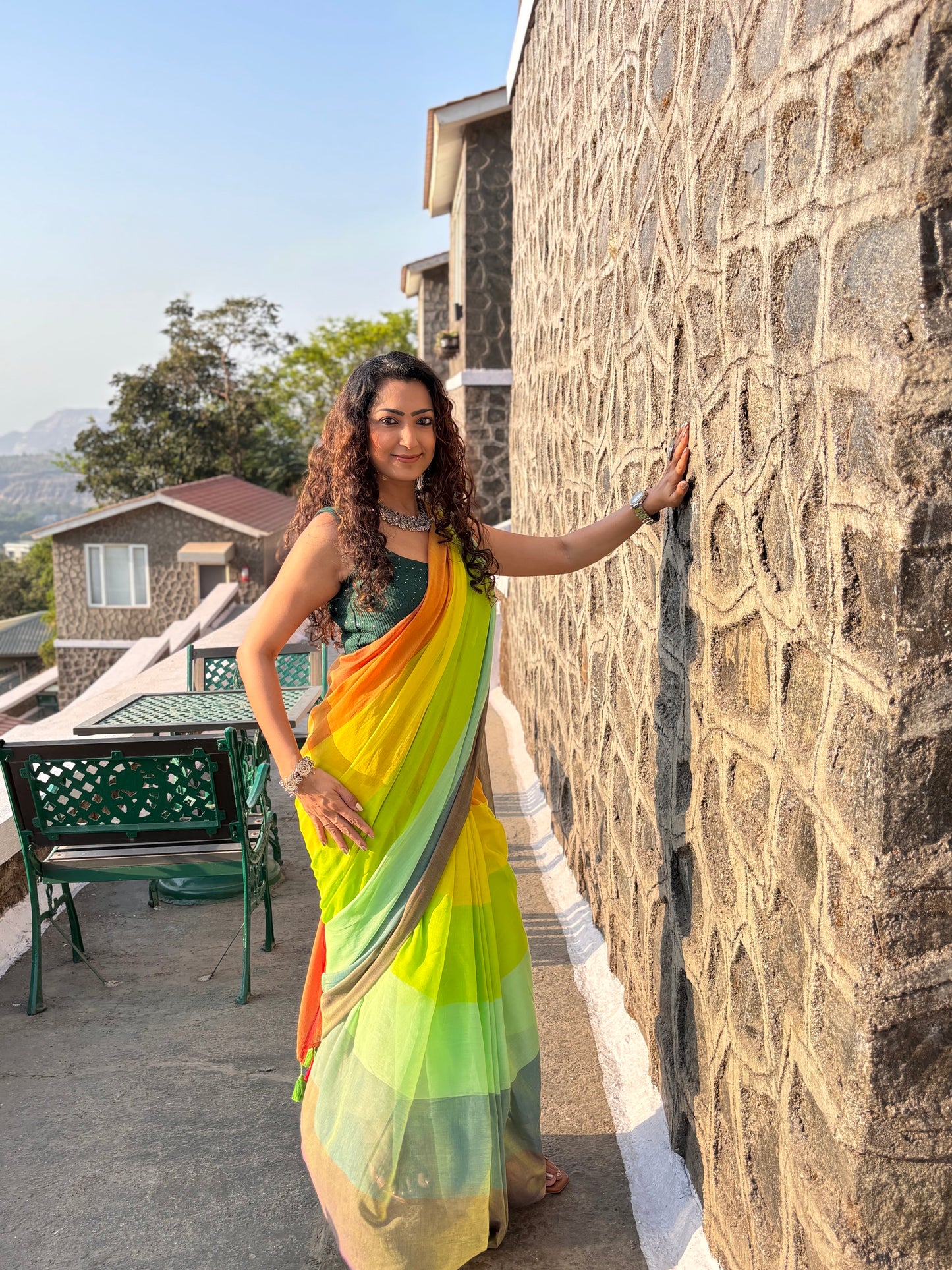 Soft and authentic Mul cotton saree - Multicolor