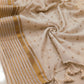 (Prebooking) Pure authentic mul cotton saree with zari stripes border and small polka body- without blouse