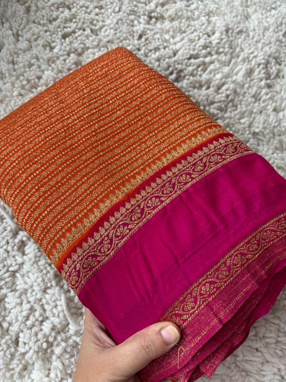 Beautiful khaddi georgette saree with intricate weavings!