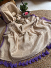 Mul cotton with zari stripes - purple