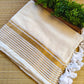 Pure mul cotton saree with gold zari