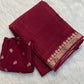 Premium viscous crushed chinon silk with lurex zari lines - 2