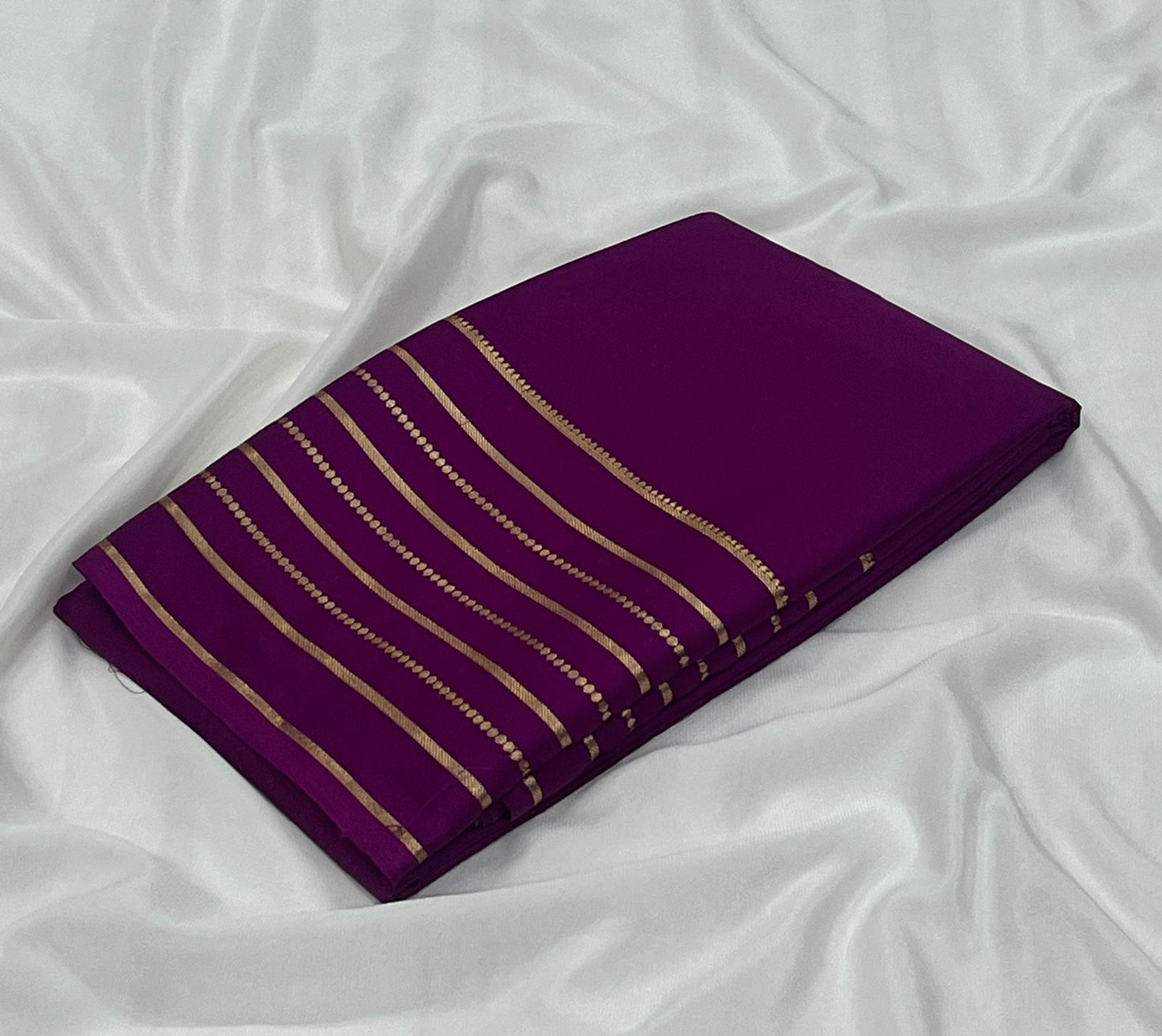 Soft semi Mysore crepe silk sarees with zari stripe border