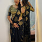 Semi katan Banarasi silk saree with beautiful weaving buttas
