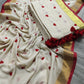 Pure authentic mul cotton saree with heart embroidery