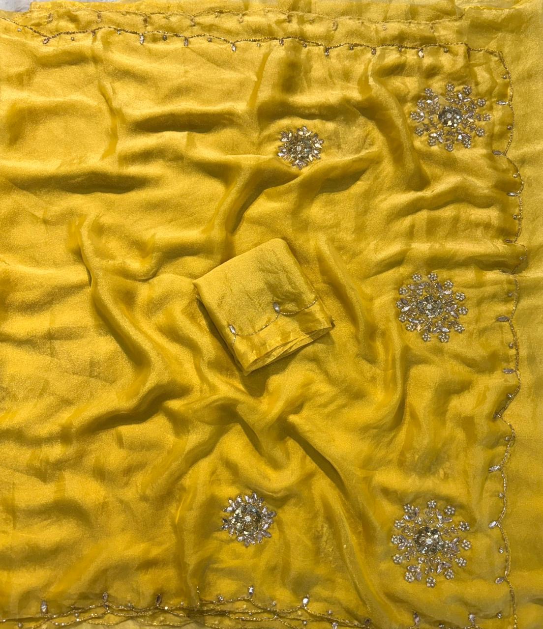 Soft two tone tissue silk with sequins and gotta patti work