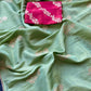 Premium Pure viscous dola silk saree with contrast blouse