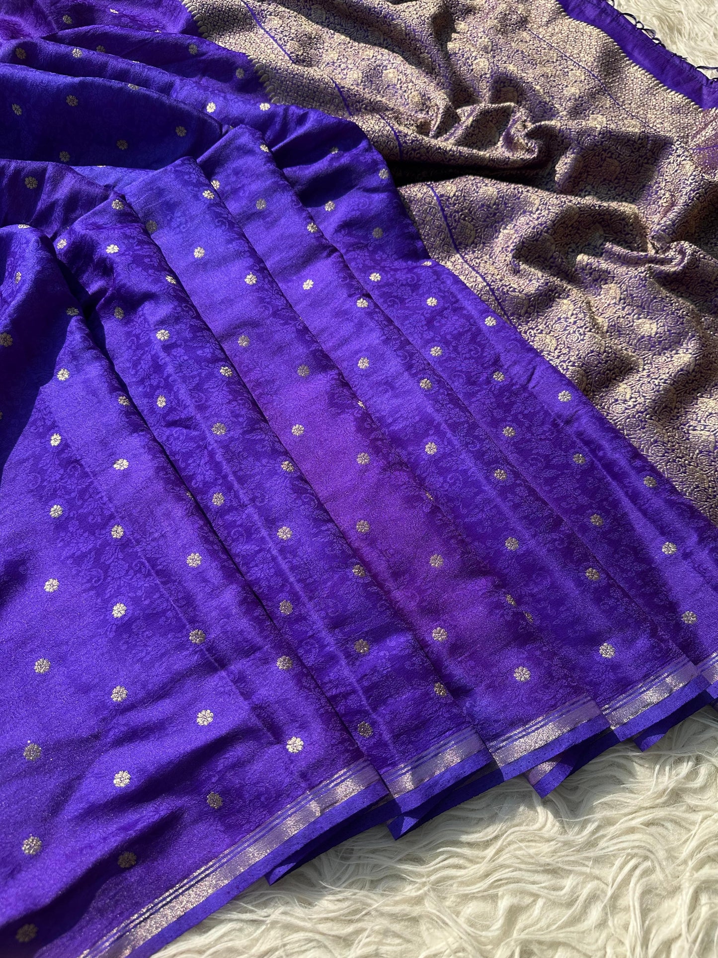 Banarasi semi katan silk with buttas