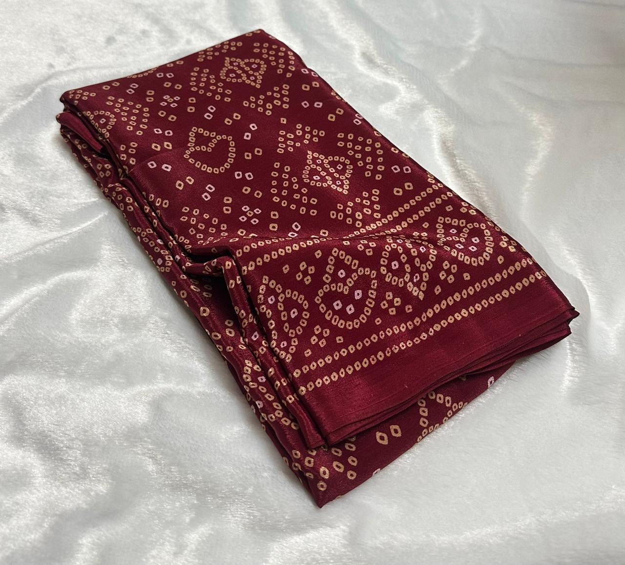 Crepe silk saree with bandhini prints