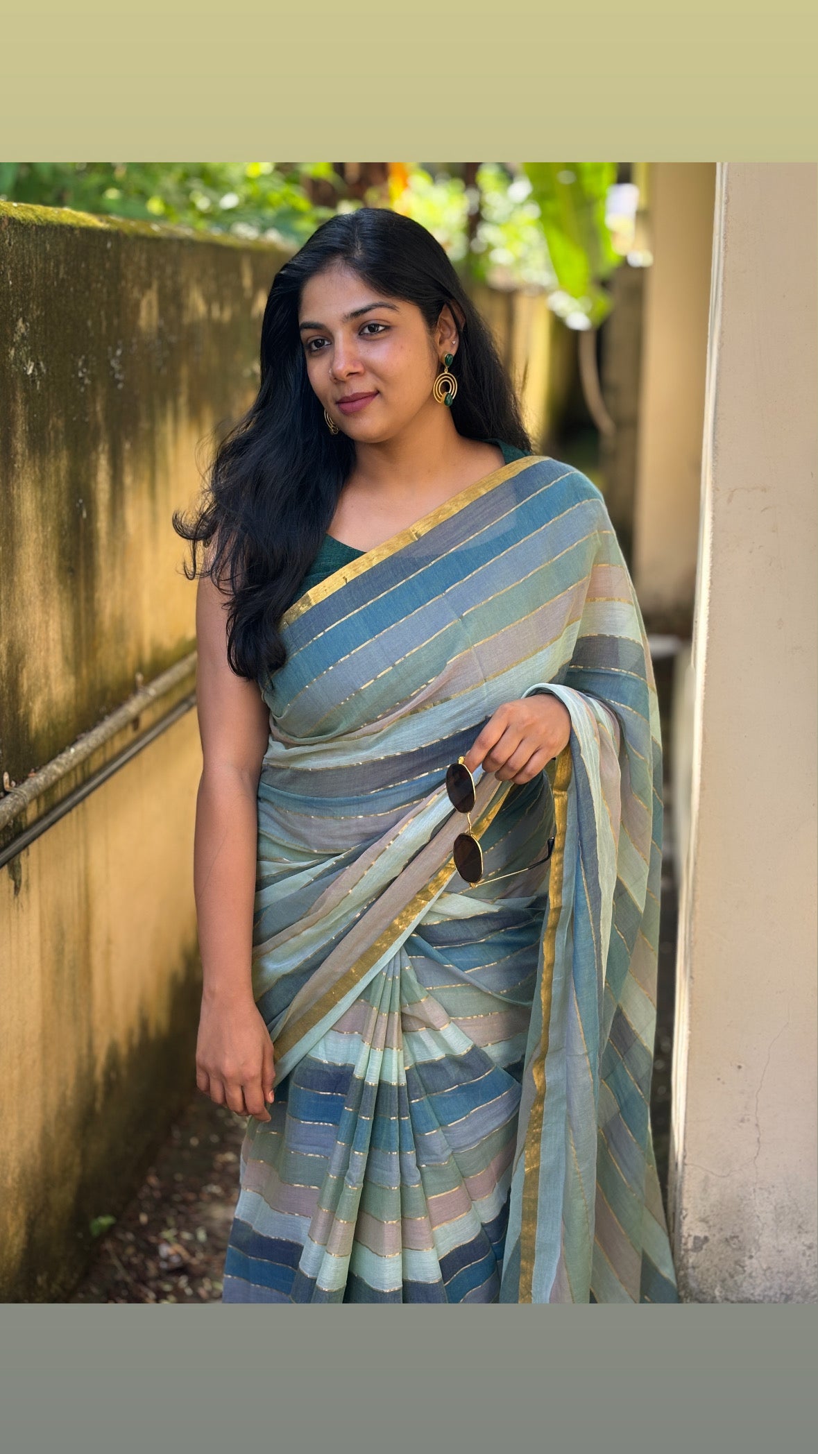 Soft authentic mul cotton saree with multi shades and zari lines - GB