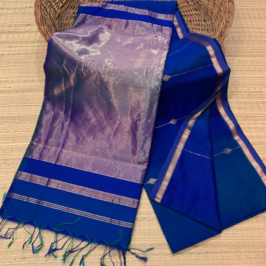 Pure Maheshwari silk cotton with small border butti lines