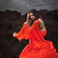 Viscous georgette with satin borders and round sequins buttas