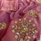 Beautiful soft two tone tissue silk saree with gotta, pearl and sequins work