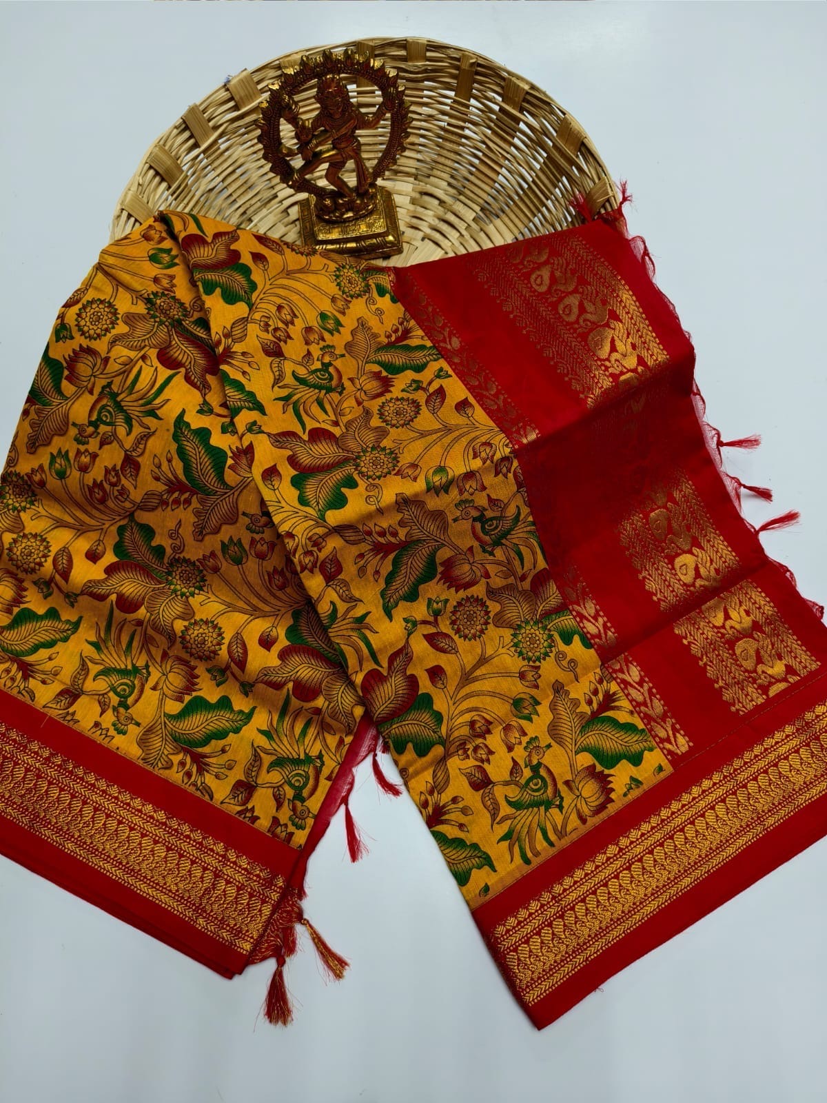 Premium silk cotton saree with kalamkari prints