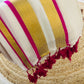 Pure and authentic mul cotton saree with zari stripes all over body and pink zari border