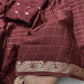 Soft Viscous crushed chinon silk checks saree