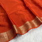 Premium viscous crushed chinon silk with lurex zari lines
