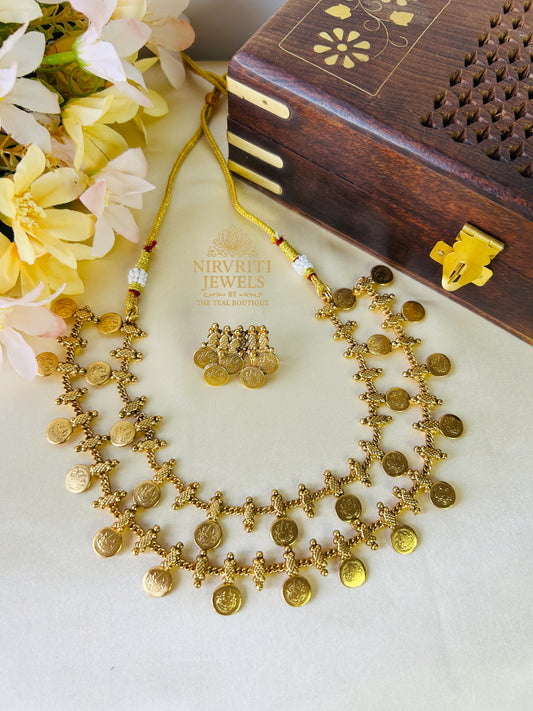 Beautiful double layer coin necklace