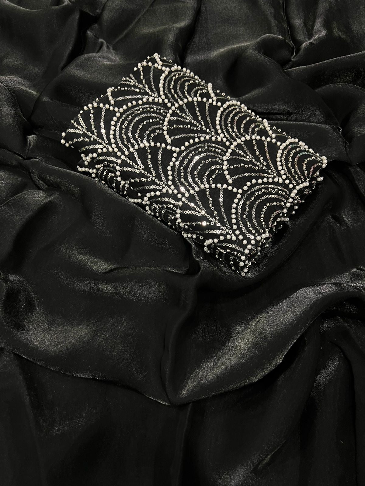Space silk saree with handwork blouse
