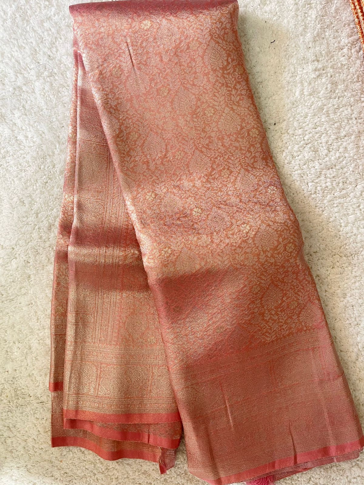 Beautiful soft Banarasi brocade crepe silk sarees in pastels