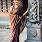 Beautiful semi Mysore silk saree with elephant weaving border