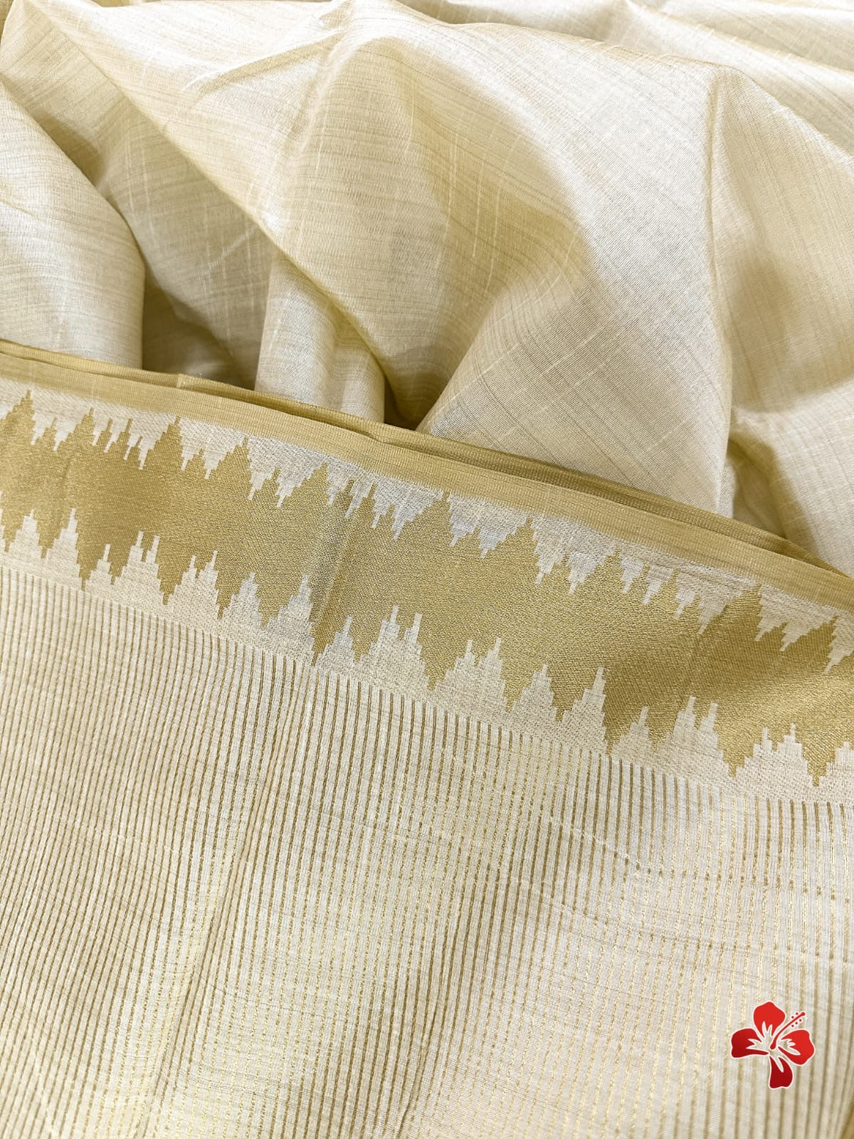 Semi tussar silk with zari border - ecg