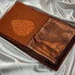 Beautiful premium rust orange semi silk saree with copper zari stripes and border