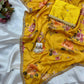 Floral chinon saree with beautiful pearl work border