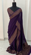 Pure handloom Banarasi khaddi crepe chiffon saree