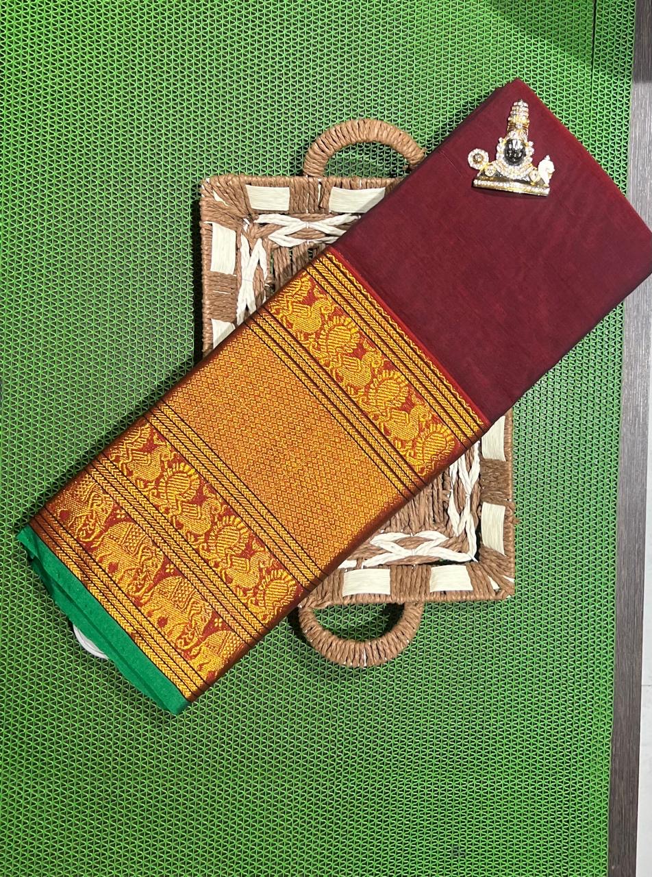Aranya handwoven big border Narayanpet cotton sarees