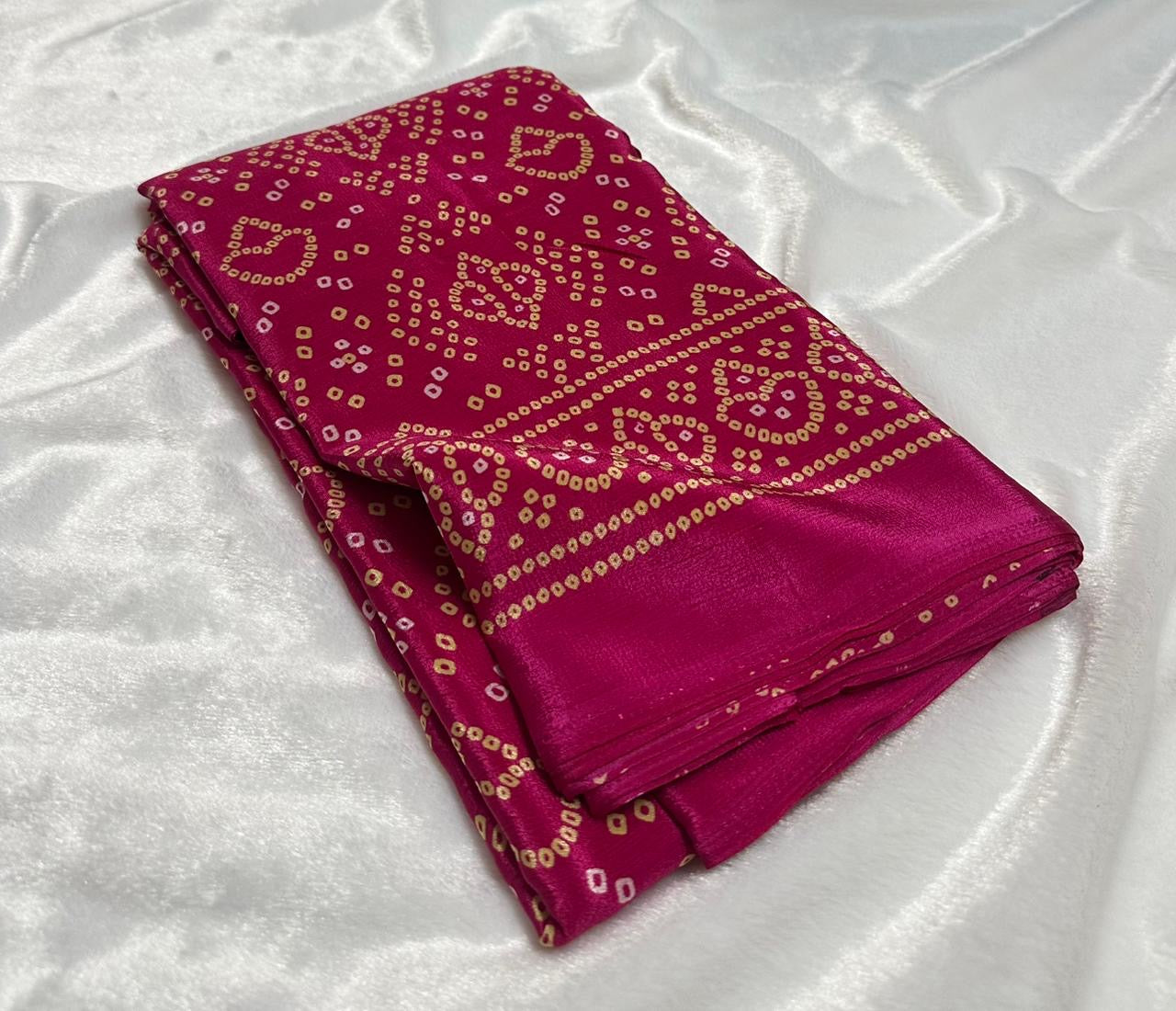 Crepe silk saree with bandhini prints