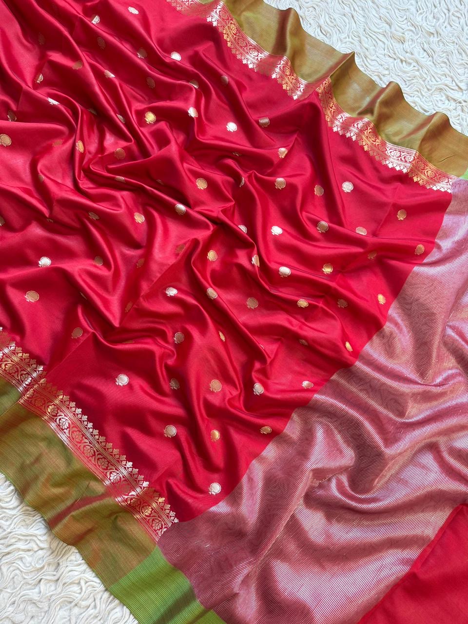 Beautiful semi Banarasi satin silk saree