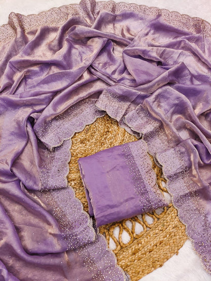 Premium space silk saree with cutdana work