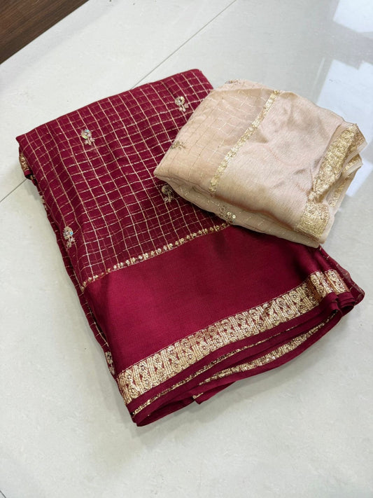 Beautiful viscose georgette saree with sequins butti