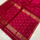 Maheshwari silk cotton small border saree with v buttis
