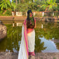 Pure authentic mul cotton saree with pink zari border