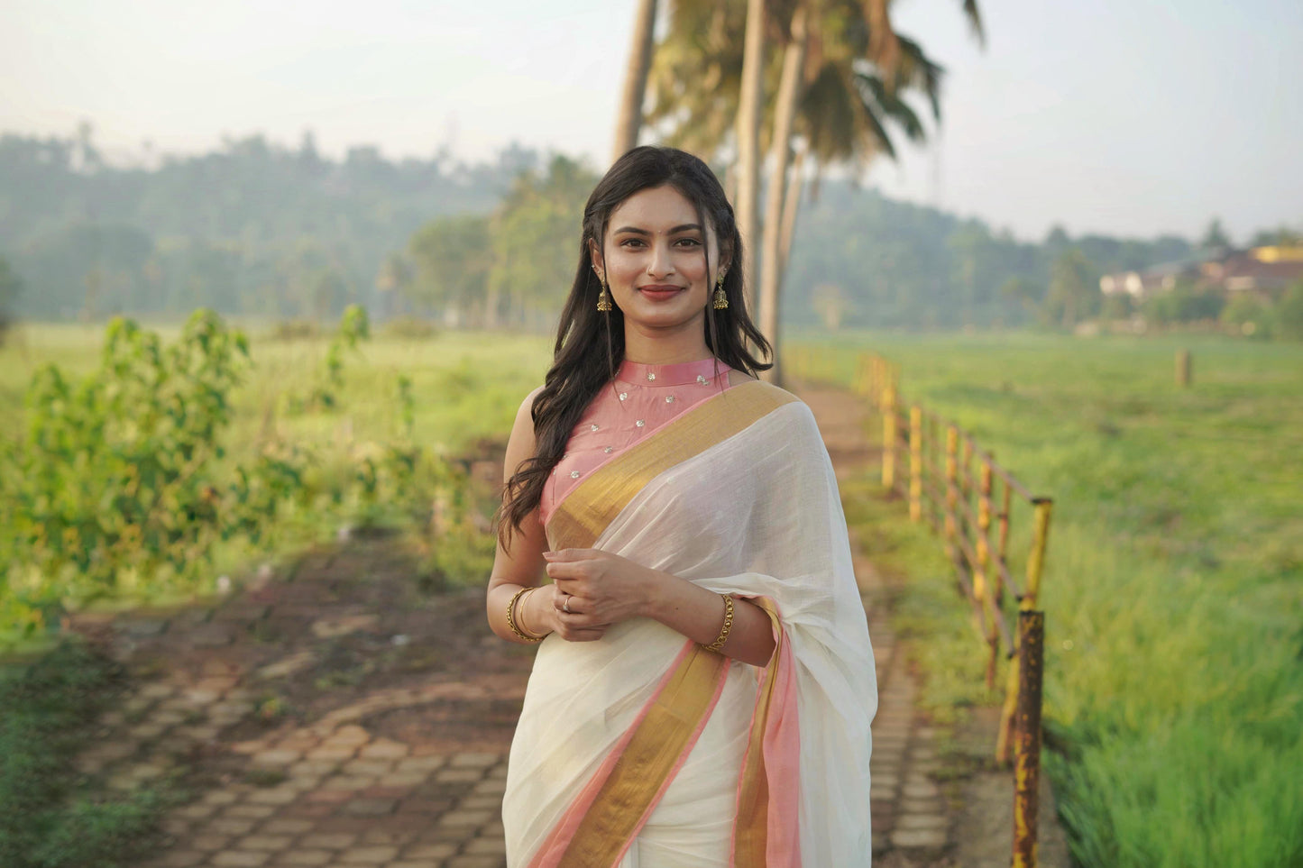 Soft Mul Cotton saree - Pink